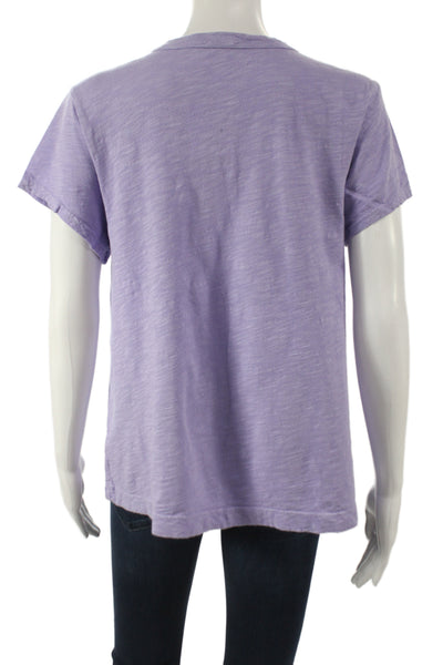 Wilt Women Basic V-Neck Purple Cotton Short Sleeve T-Shirt Size L