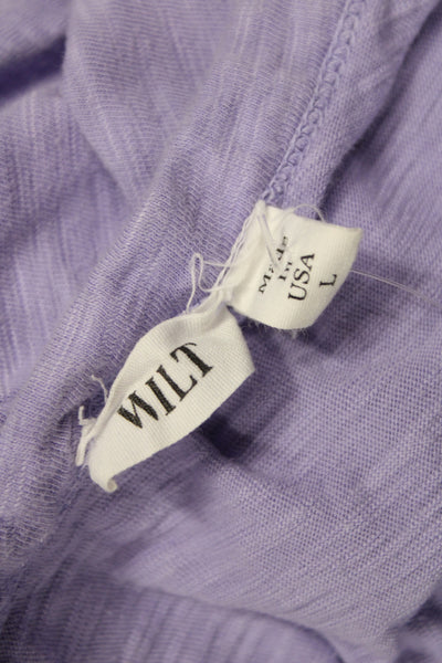 Wilt Women Basic V-Neck Purple Cotton Short Sleeve T-Shirt Size L