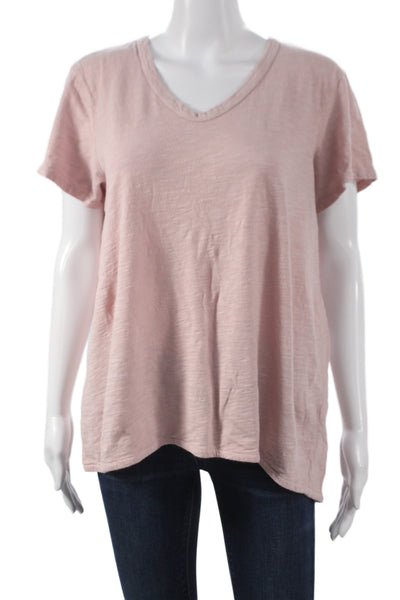 Wilt Womens Basic Pink Cotton V-Neck Short Sleeve T-Shirt Size L