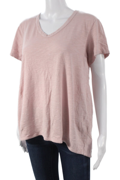 Wilt Womens Basic Pink Cotton V-Neck Short Sleeve T-Shirt Size L