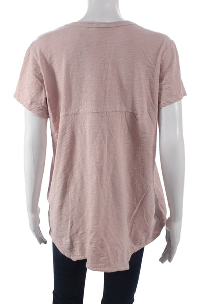 Wilt Womens Basic Pink Cotton V-Neck Short Sleeve T-Shirt Size L