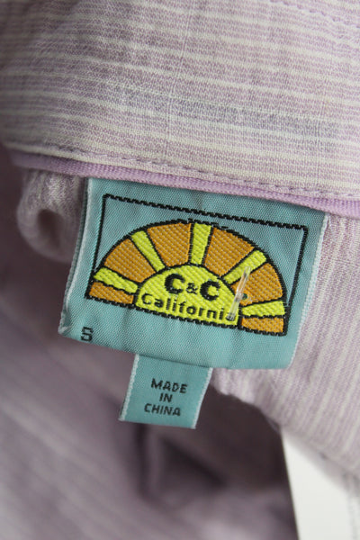 C&C California Women Tunic Blouse Purple Striped Long Sleeve Size S