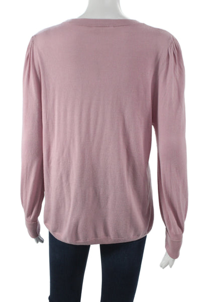 Splendid Womens Pullover Sweater Pink Crewneck Long Sleeve Viscose Size L
