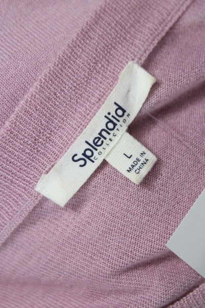 Splendid Womens Pullover Sweater Pink Crewneck Long Sleeve Viscose Size L