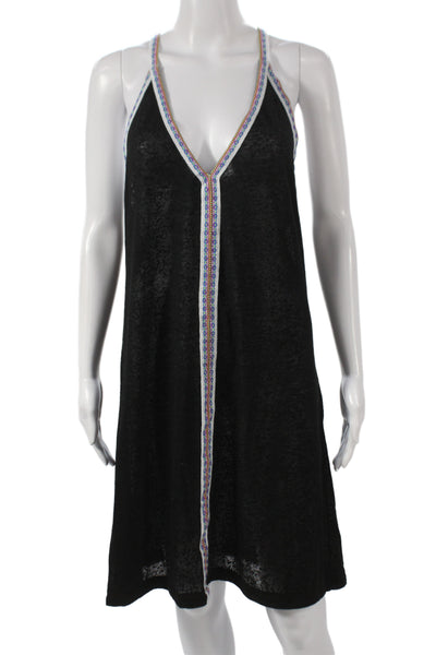 Pitusa Women Black Bohemian Coverup Lightweight Semi Sheer Size One Size