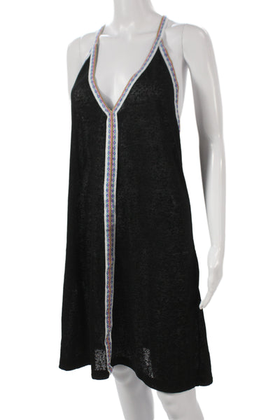 Pitusa Women Black Bohemian Coverup Lightweight Semi Sheer Size One Size