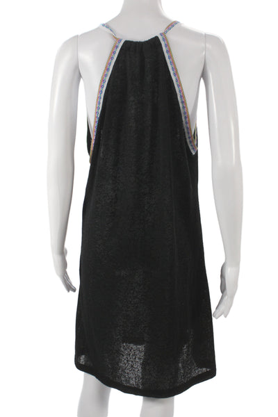 Pitusa Women Black Bohemian Coverup Lightweight Semi Sheer Size One Size