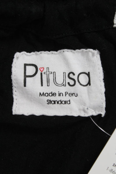 Pitusa Women Black Bohemian Coverup Lightweight Semi Sheer Size One Size