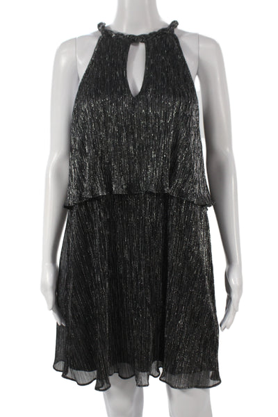 Ella Moss Women Mini Halter Tie Knee-Length Black Polyester Party Dress Size M