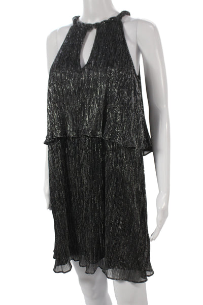 Ella Moss Women Mini Halter Tie Knee-Length Black Polyester Party Dress Size M