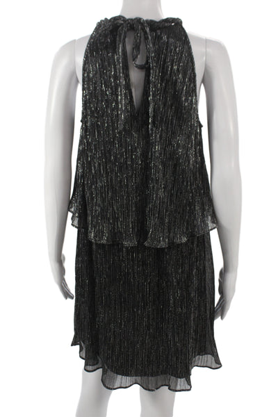 Ella Moss Women Mini Halter Tie Knee-Length Black Polyester Party Dress Size M