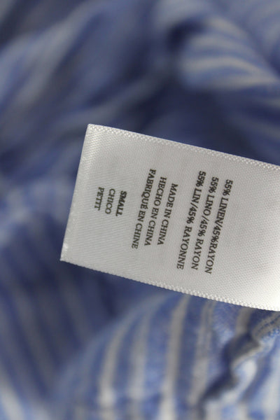 Rails Womens Blouson Dress Blue Striped V-Neck Long Sleeve Linen Size S