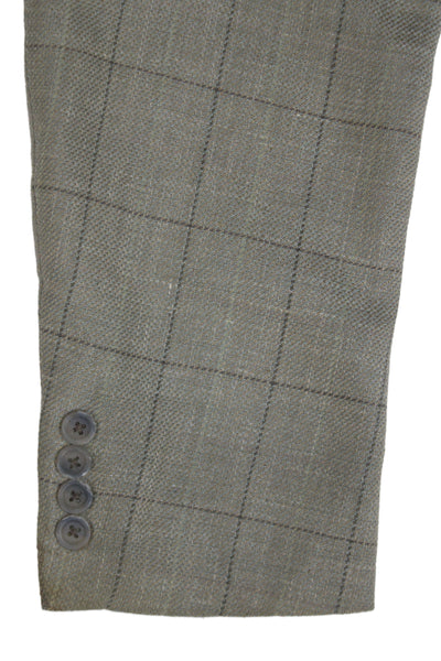 Hart Schaffner Marx Men Blazer Gray Linen Plaid Button Size 40