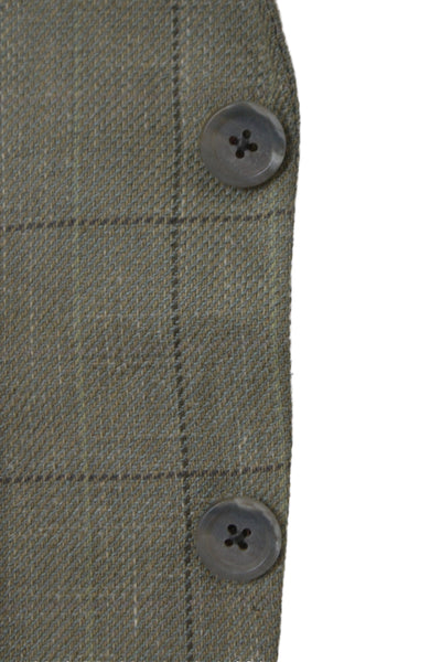 Hart Schaffner Marx Men Blazer Gray Linen Plaid Button Size 40