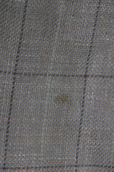 Hart Schaffner Marx Men Blazer Gray Linen Plaid Button Size 40