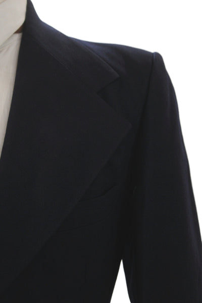 Yves Saint Laurent Mens Wool Blazer Blue Solid Size 38