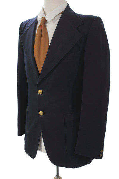 Yves Saint Laurent Mens Wool Blazer Blue Solid Size 38