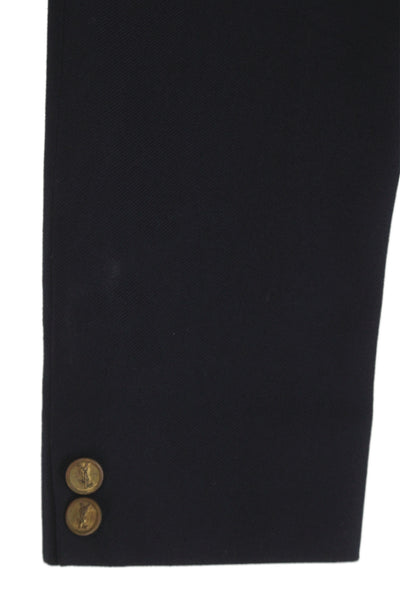 Yves Saint Laurent Mens Wool Blazer Blue Solid Size 38