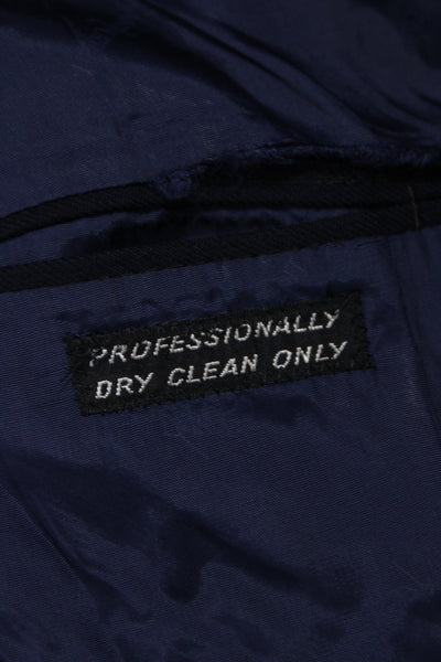 Yves Saint Laurent Mens Wool Blazer Blue Solid Size 38