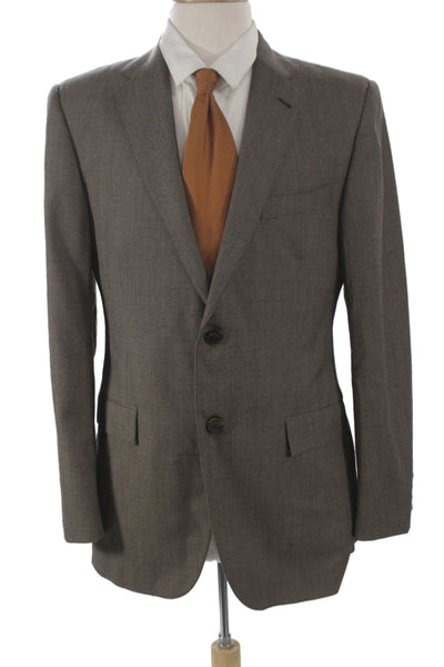 Hickey Mens Brown Worsted Wool Classic Blazer Size 40