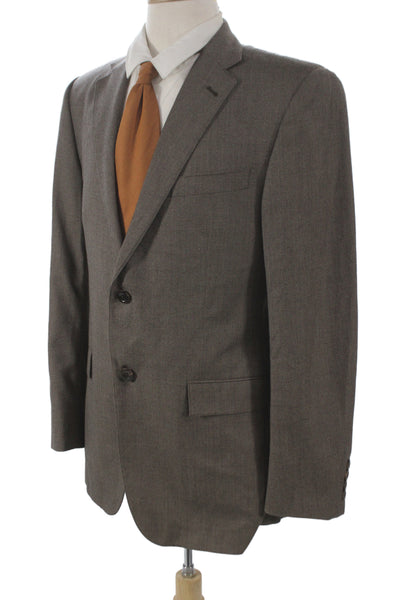 Hickey Mens Brown Worsted Wool Classic Blazer Size 40