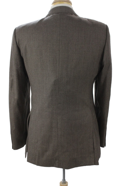 Hickey Mens Brown Worsted Wool Classic Blazer Size 40