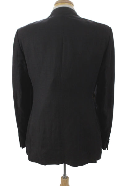 Emporio Armani Mens Black Checked Blazer Button Closure 65% Viscose Size 40