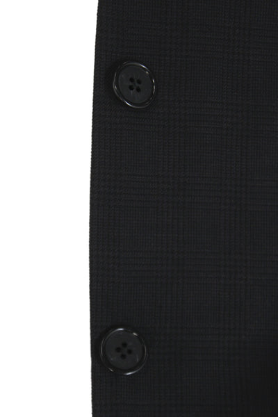 Emporio Armani Mens Black Checked Blazer Button Closure 65% Viscose Size 40