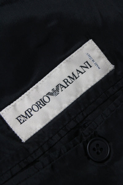 Emporio Armani Mens Black Checked Blazer Button Closure 65% Viscose Size 40