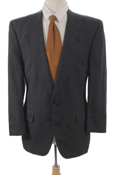 Burberrys Men Blazer Gray Wool Striped Button Size 40