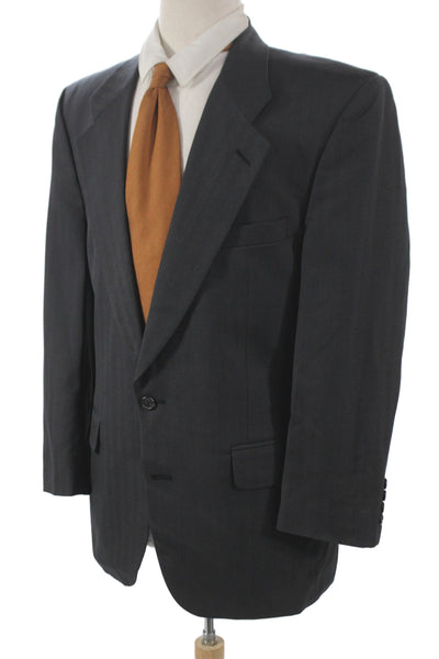 Burberrys Men Blazer Gray Wool Striped Button Size 40