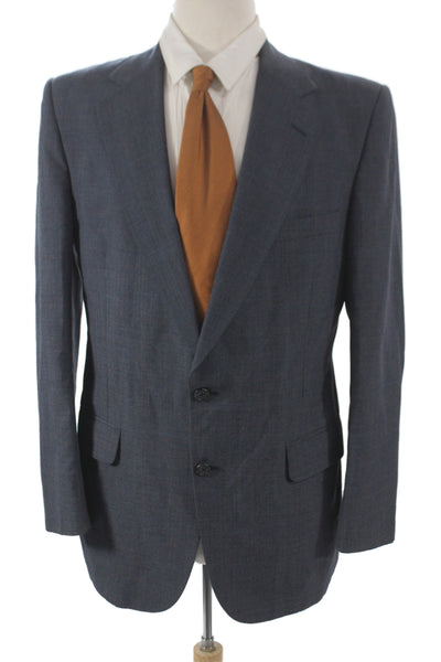 Burberrys Mens Wool Plaid Blazer Gray Button Size 38