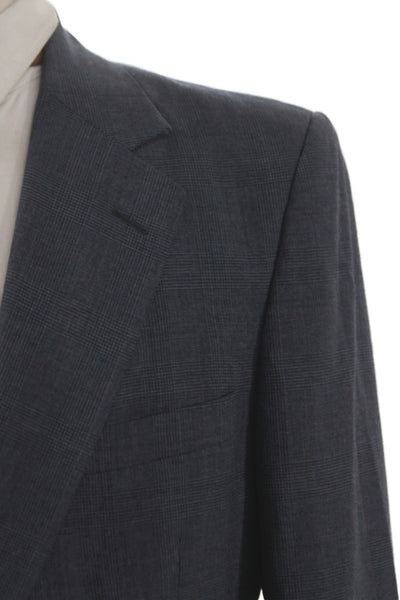 Burberrys Mens Wool Plaid Blazer Gray Button Size 38