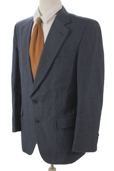 Burberrys Mens Wool Plaid Blazer Gray Button Size 38