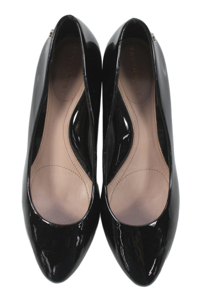 Taryn Rose Womens Leather Embellished Heel Pumps Shoes Black Size 8