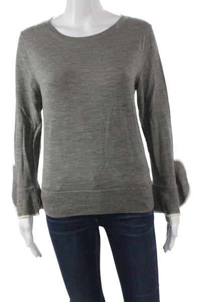 J Crew Womens Gray Wool Pullover Sweater Round Neck Long Sleeve Size L