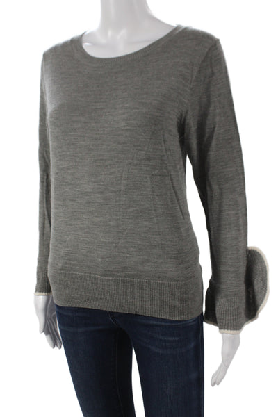 J Crew Womens Gray Wool Pullover Sweater Round Neck Long Sleeve Size L