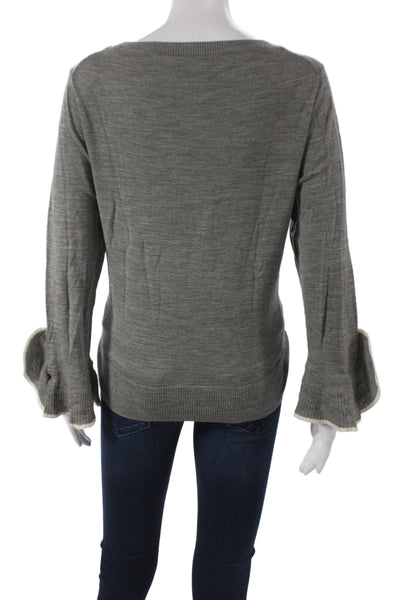 J Crew Womens Gray Wool Pullover Sweater Round Neck Long Sleeve Size L