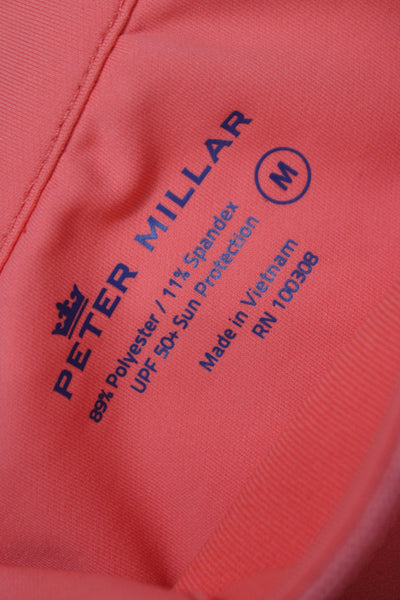 Peter Millar Mens Long Sleeve Half Zip Mock Neck Henley Shirt Orange Size Medium