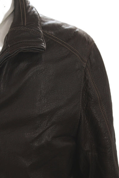 Mario Vittorio Mens Brown Leather Bomber Jacket Zip Size M