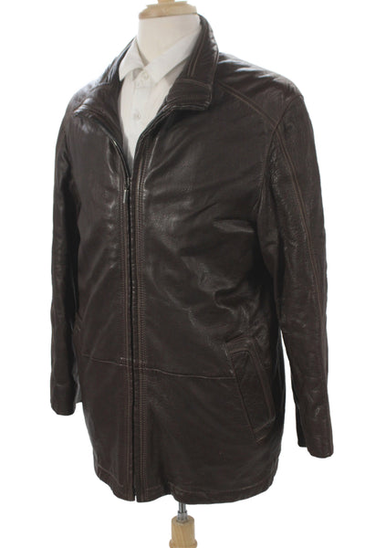 Mario Vittorio Mens Brown Leather Bomber Jacket Zip Size M