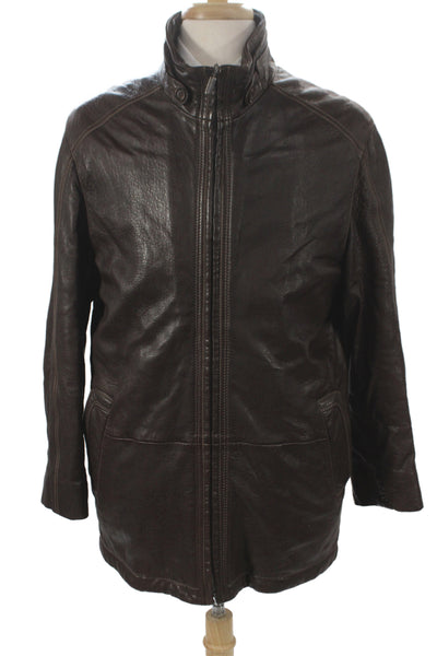 Mario Vittorio Mens Brown Leather Bomber Jacket Zip Size M
