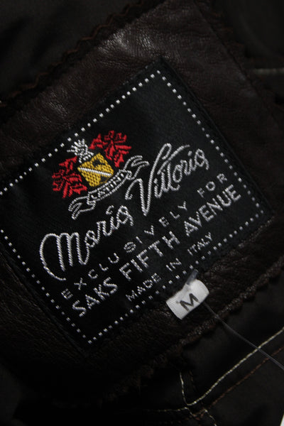 Mario Vittorio Mens Brown Leather Bomber Jacket Zip Size M