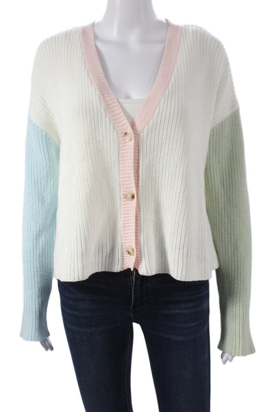 Blue Rain Women Cardigan Blue V-Neck Long Sleeve Solid 60% Cotton Fall Size S