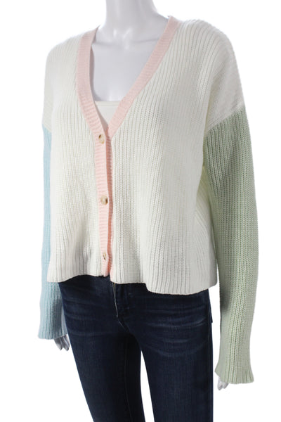 Blue Rain Women Cardigan Blue V-Neck Long Sleeve Solid 60% Cotton Fall Size S