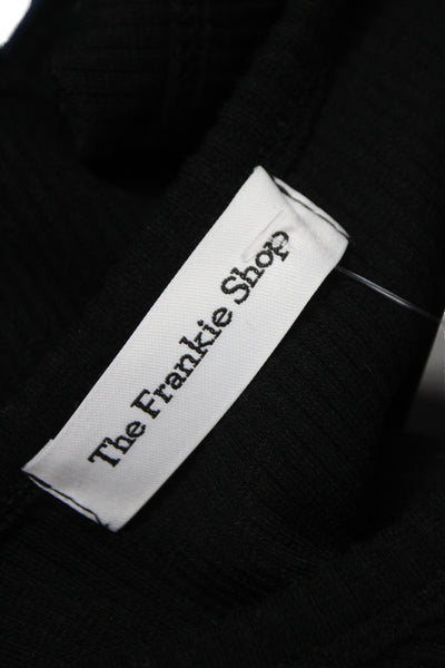 The Frankie Shop Women Cropped Black Tee Cotton Crewneck Sleeve Size M