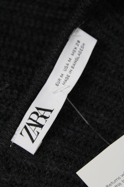 Zara Womens Pullover Sweater Gray Square Neck Long Sleeve Size M