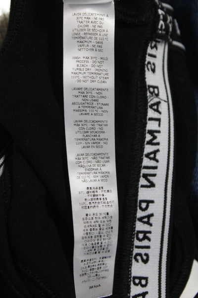 Balmain Womens Cotton Logo Band Scoop Neck Sports Bra Black Size 36