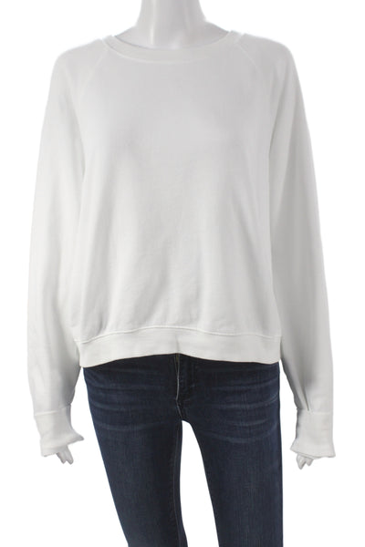 Z Supply Womens Pullover White Cotton Crew Neck Long Sleeve Size M