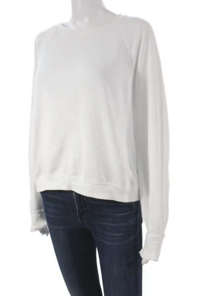 Z Supply Womens Pullover White Cotton Crew Neck Long Sleeve Size M